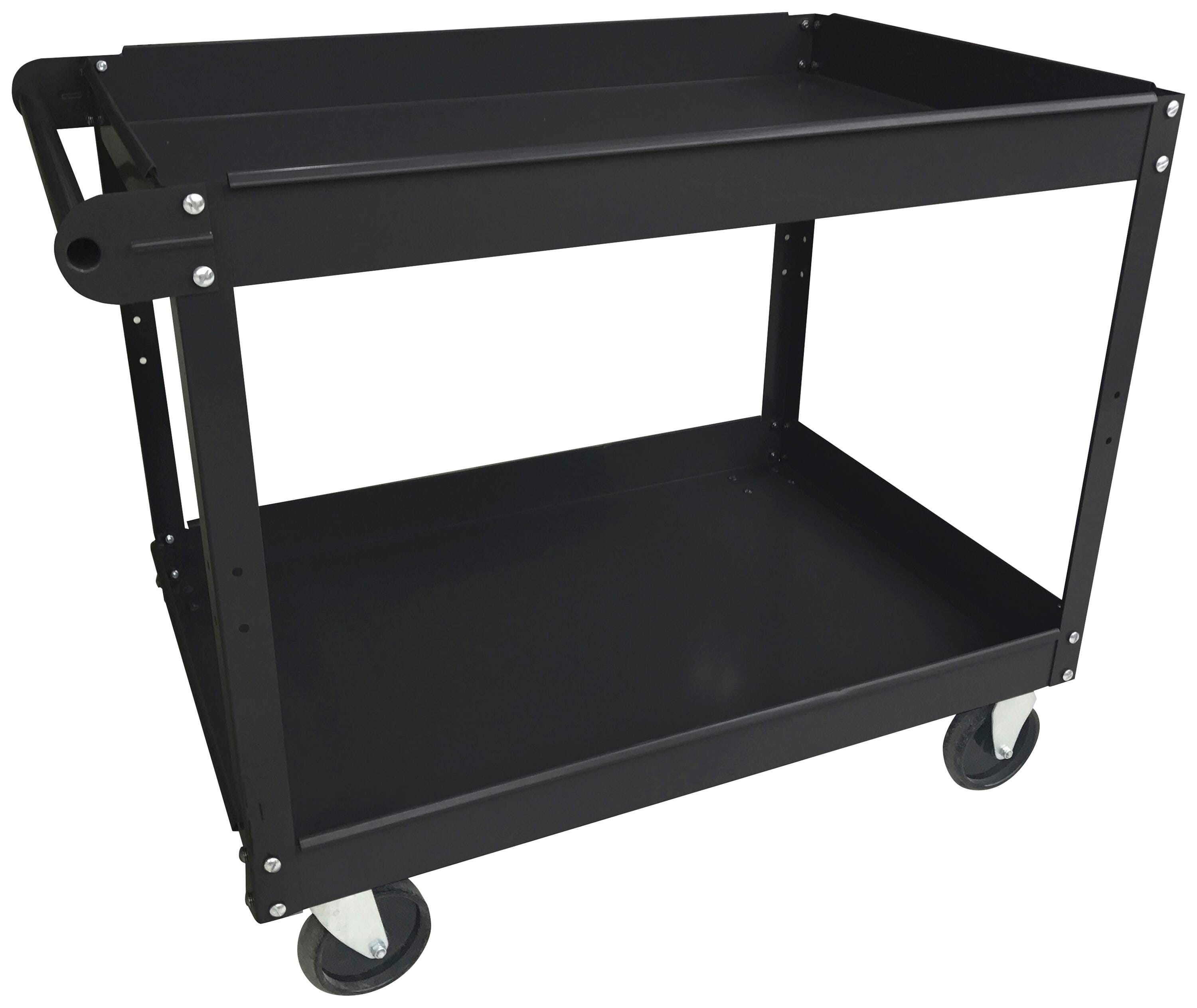 Lorell Steel Utility Cart - Utility Cart, 2-Shelf, 16 x 30 x 32 Inches, Black, Item Number 2006745